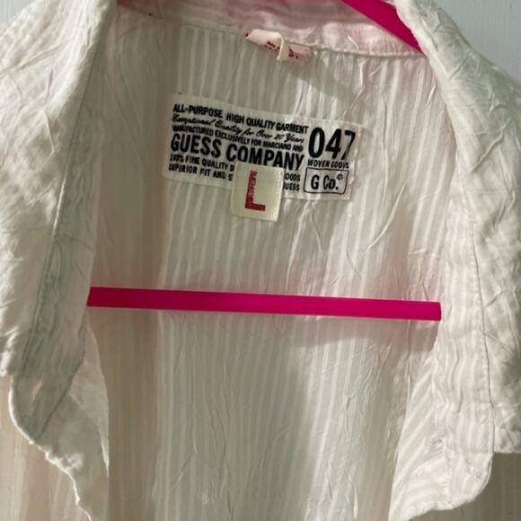 Guess Sheer button down shirt white L - Picture 2 of 6